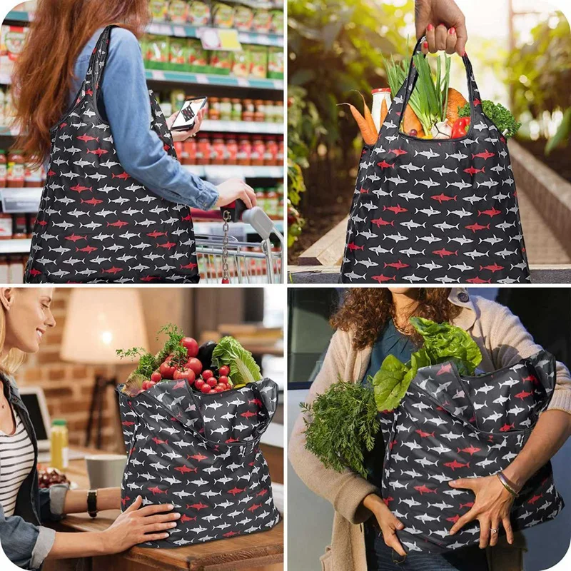 Grocery Bags Reusable Foldable 20 Pack Shopping Tote 50LBS Extra Large Ripstop Pattern Machine Washable Storage