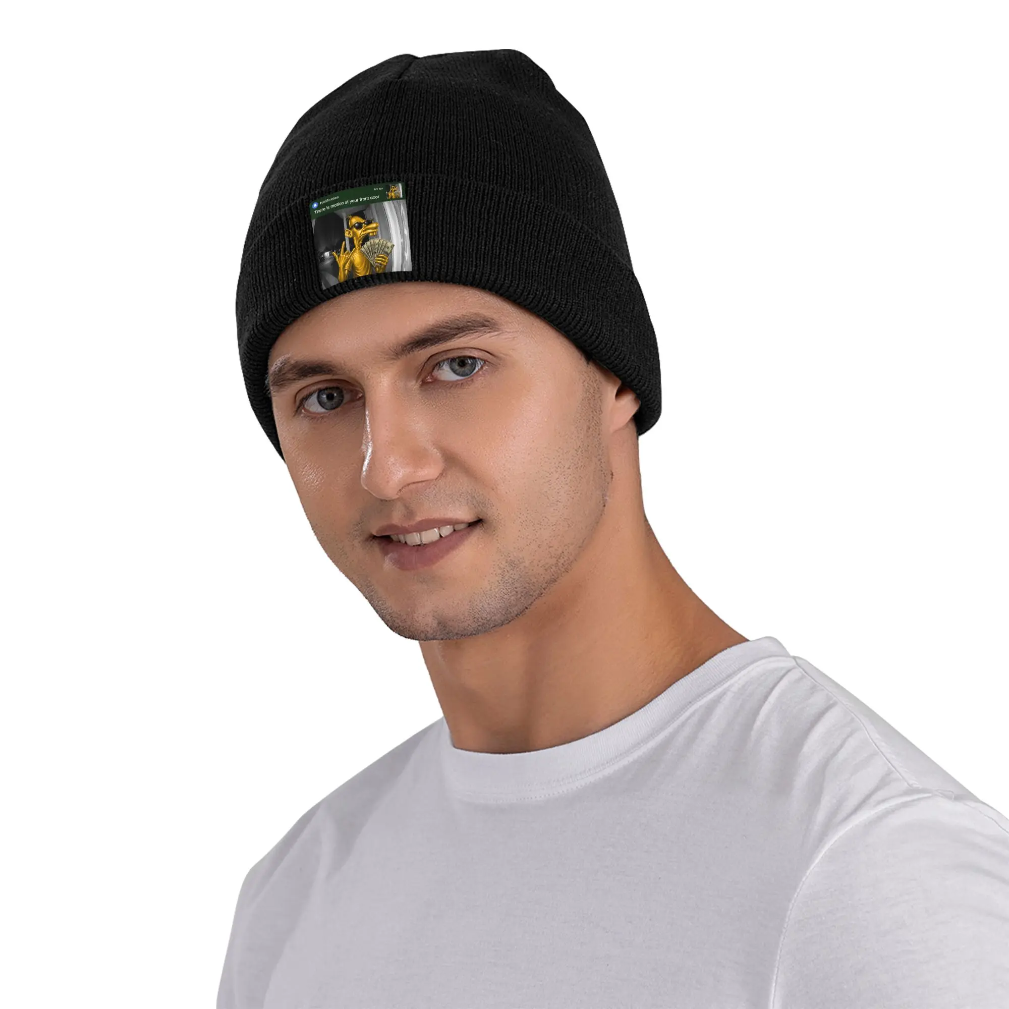 Neegy-Meme Motion At Your Front Door Knitted Hat Beanie Winter Hats Warm Acrylic Street Funny Meme Caps for Men Women  Gifts