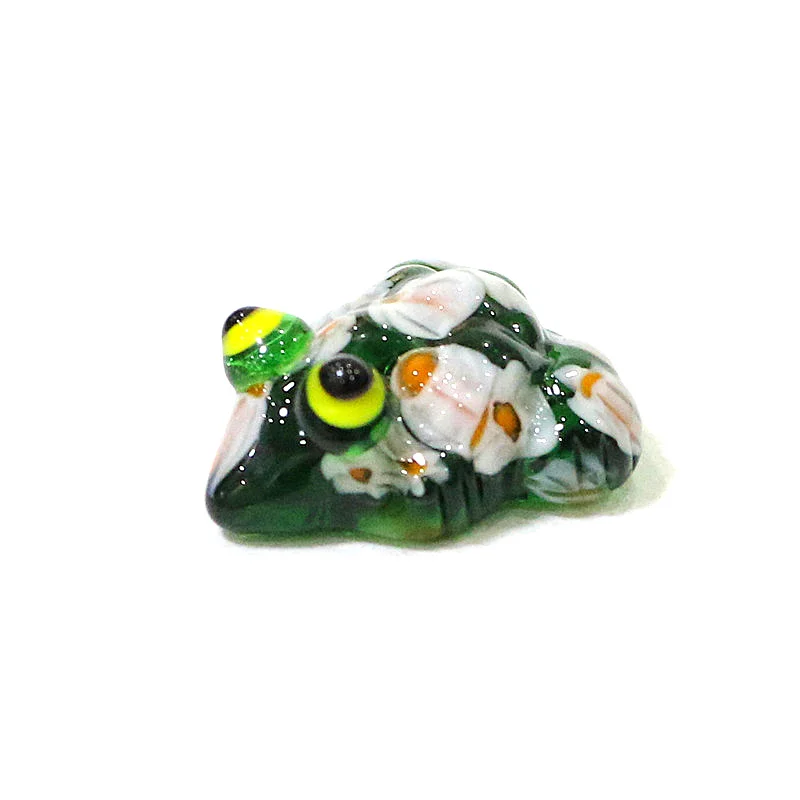 6pcs Custom Murano Glass Frog Mini Figurines Ornaments Cute Easter Cartoon Animal Tiny Toad Statues Home Desk Fairy Garden Decor