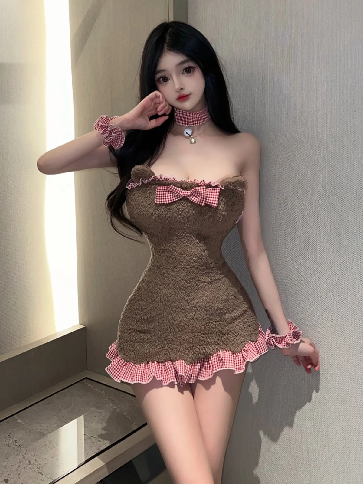 

Сексуальная клубная девушка Plu Wrap Chest Bodycon Dr ort Юбка No Sve с низкой талией S Sle Pure Color Summer Faion