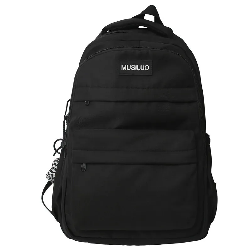 Cor sólida Preto Mochila Escolar Moda Bookbag para Mulheres Homens Cool Girl Viagem Sacos Estudantis Feminino Mochilas Laptop Moda