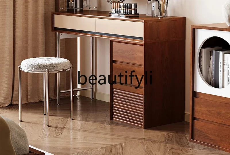 

Solid wood dresser storage combination cosmetic table mirror, small apartment Nordic modern simple chest1184