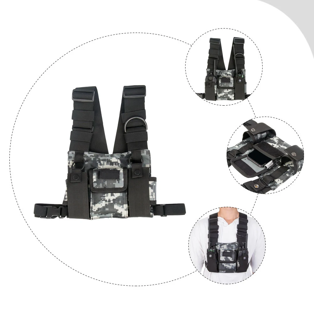 

【】Succor Chest Harness Bag Men Radio Pack Front Pouch Outdoor Durable Running Hiking Cycling Camping Travel Radio Harness