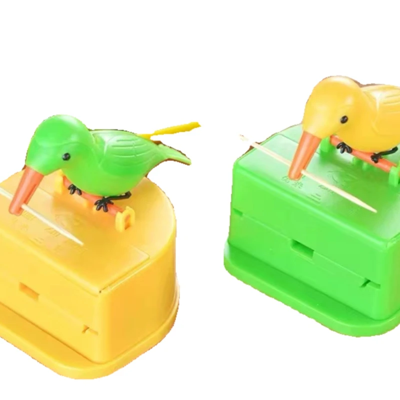 Automatic Cartoon Bird Creative Home Living Room Press Toothpick Bucket