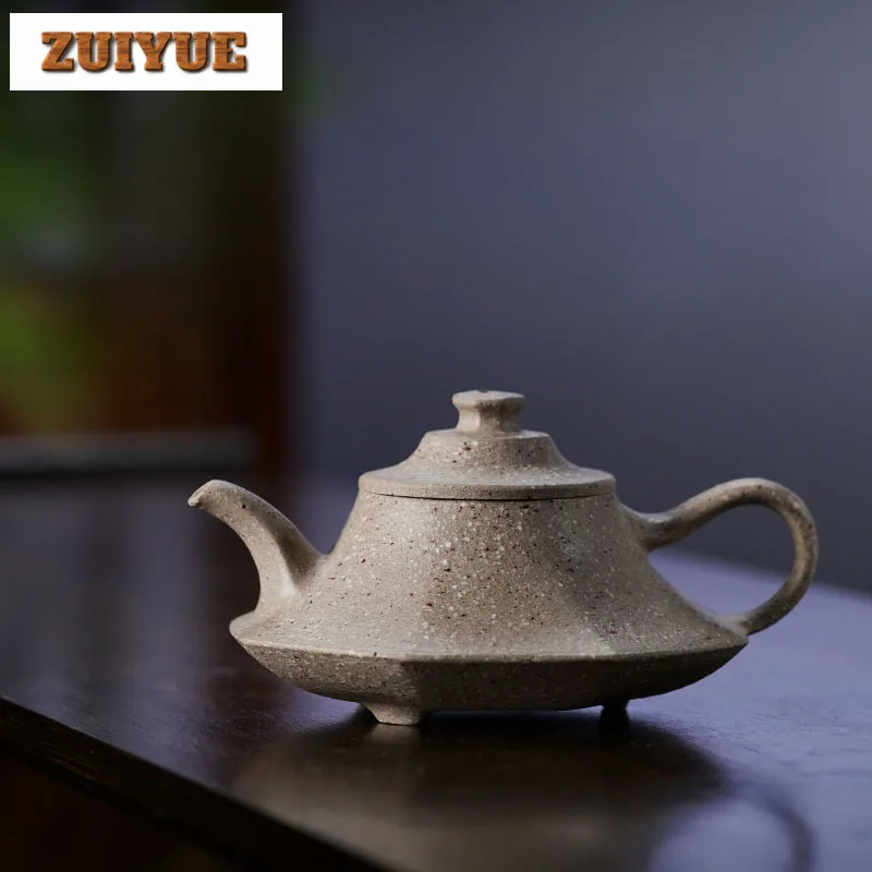 250ml Yixing Purple Clay Teapots Handmade Cloud Furnace Pot Raw Ore Coarse Sand White Jade Segment Mud Kettle Zisha Tea Set Gift