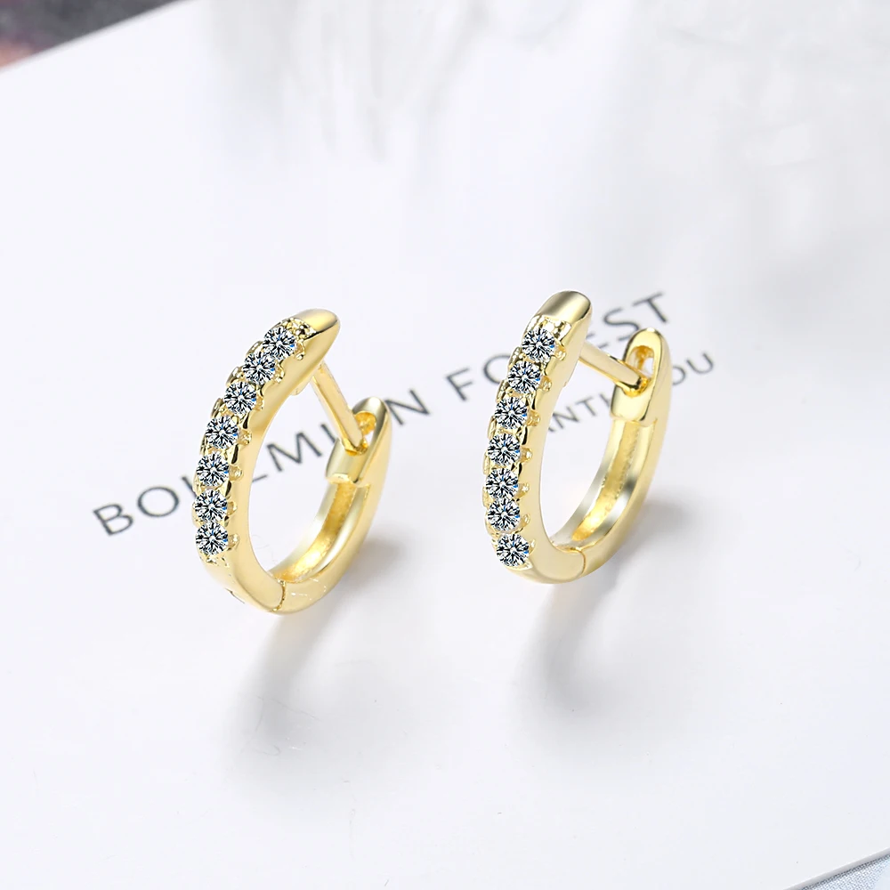 2024 New Three Stone Earrings Real 925 Sterling Silver 4mm Round Moissanite Hoop Earrings for Women Jewelry Gift Valentine Day