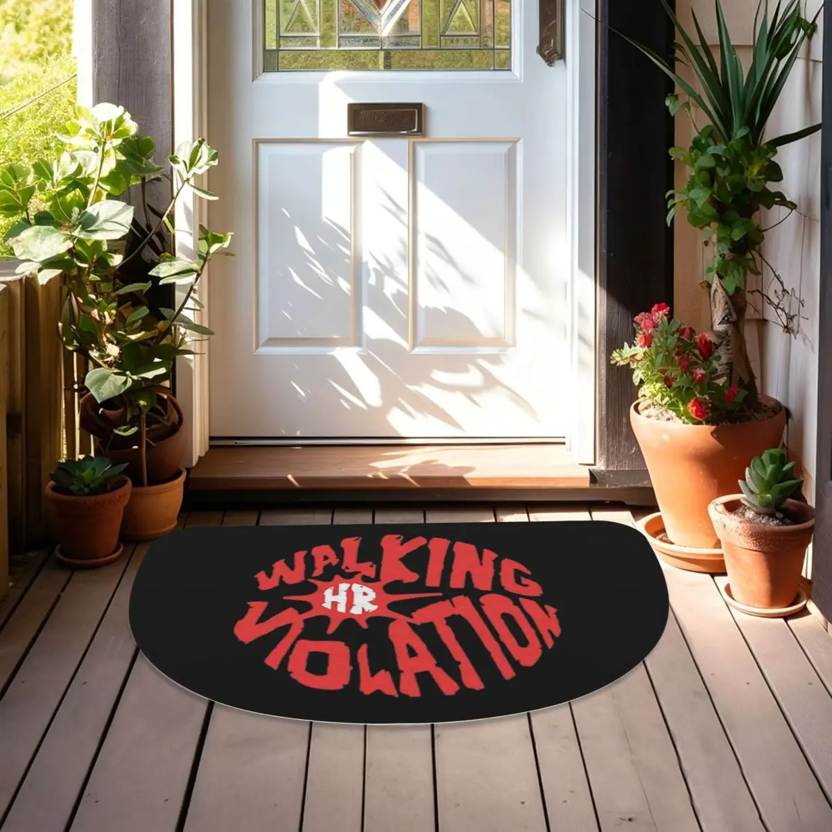 Walking HR Violation Soft Flannel Half Round Doormat Non Slip Bathroom Mat Absorbent Floor Carpet for Living Room