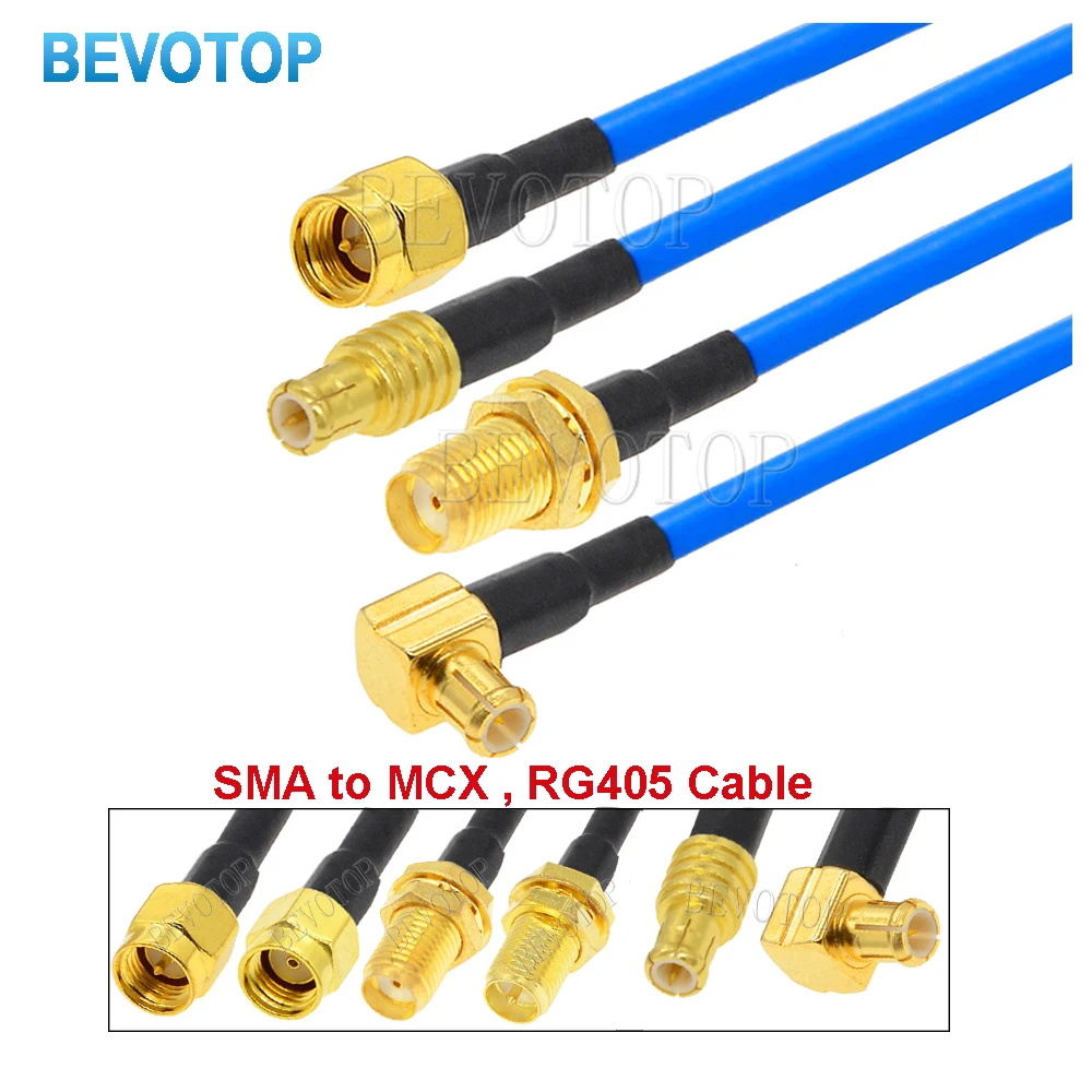 1PCS SMA to MCX RG405 Cable SMA/ RP-SMA Male Female to MCX Male Straight/Right Angle Plug 086 Pigtail 50Ω High Frequency Jumper