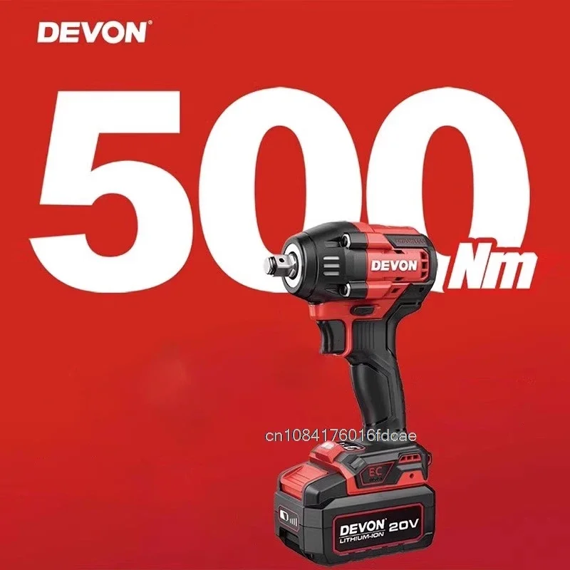 Devon 5765 1/2in مفتاح ربط لاسلكي عالي التحمل بدون فرش 500Nm عزم دوران قابل للتعديل 3700 دورة في الدقيقة 2800ipm بطارية مرنة عالمية