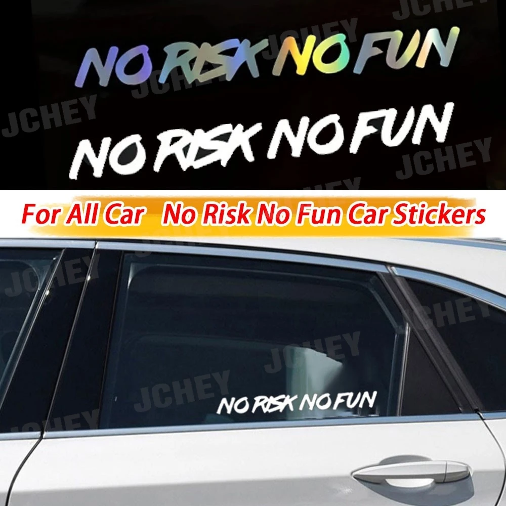 

JXWANCF 22cm*2.4cm Decorative No Risk No Fun Car Sticker Decal Black And White Vinyl Graphic Creative and interesting