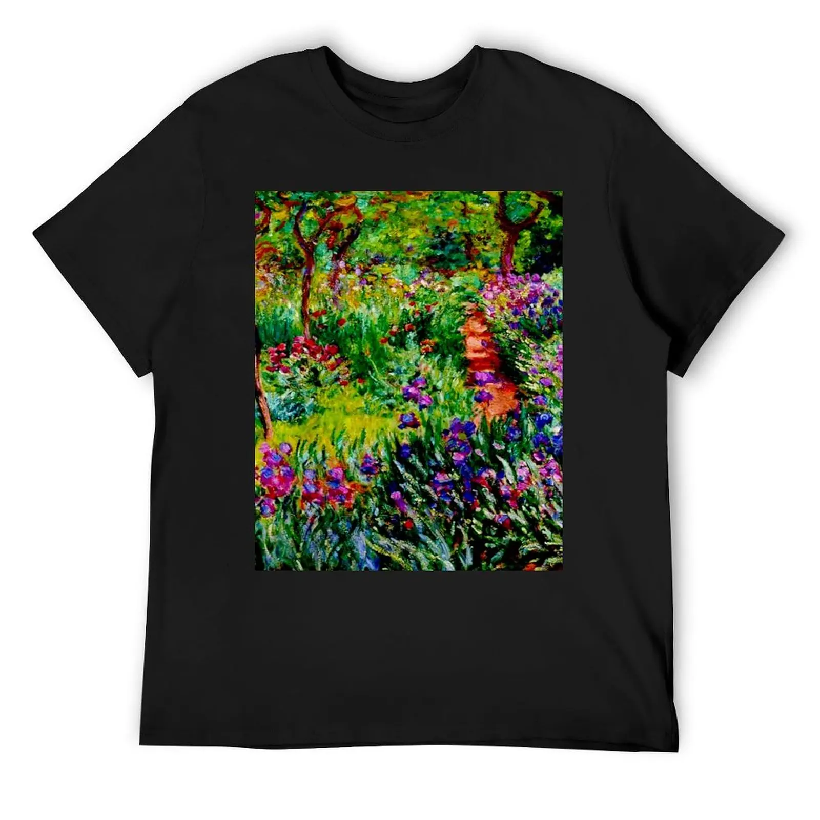 Claude Monet 'Le Jardin aux Iris à Giverny' - 'The Iris Garden at Giverny' T-Shirt blanks black t-shirts for men