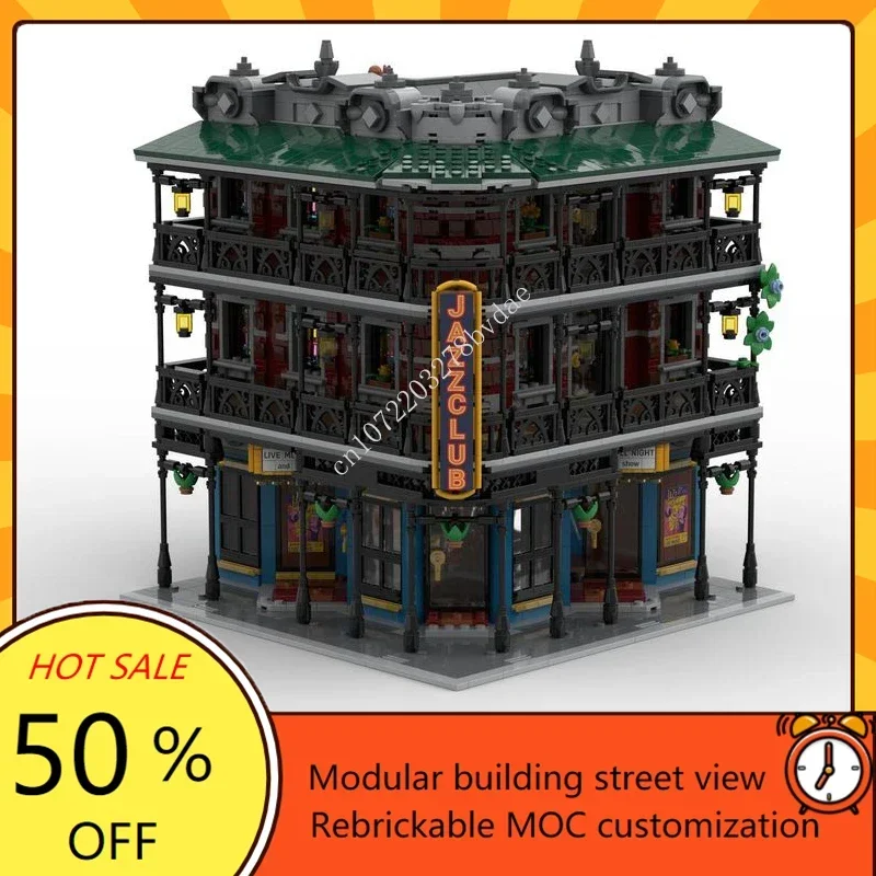 3493 Stuks Nieuwe Orleans Jazzclub Modulaire Moc Creatieve Straatbeeld Model Bouwstenen Architectuur Assemblage Model Speelgoed Geschenken