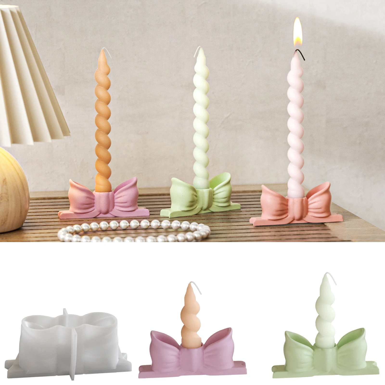 3D Bow Candle Holder Silicone Mold DIY Epoxy Resin Gypsum Ornament Handmade Bow Aromatherapy Candlestick Resin Mold Home Decor