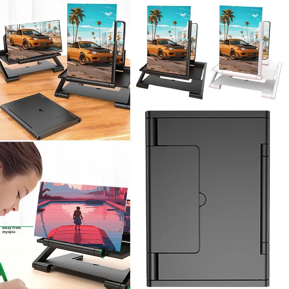 8 Inch Foldable Phone Screen Magnifier Pull-Up Height Adjustable - HD 3D Lens for Immersive Big Screen Viewing Folding Design