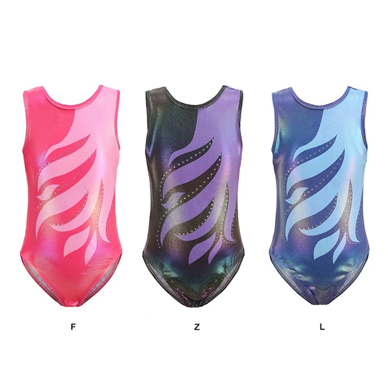 Sleeveless 5-14 Years Girls' Activewear Dresses Breathable Gymnastics Leotards for Girls Sparkly One-Piece