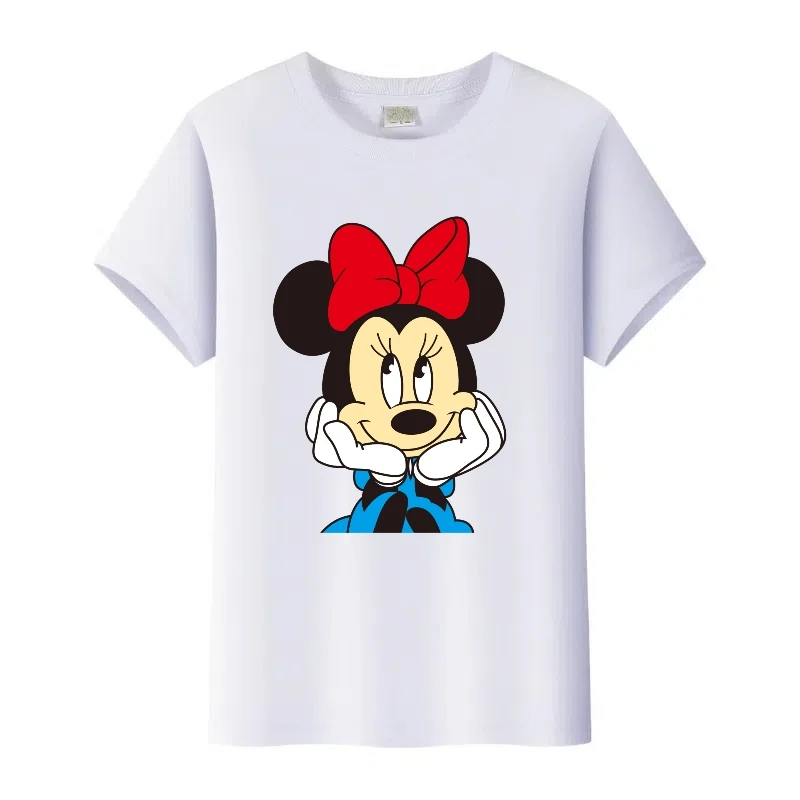 

Fashion Disney Mickey Mouse Minnie Graphic Clothing Kids t-shirt Short Sleeves Family Tees Girl Blouses Tops Women O-Neck Tshirt