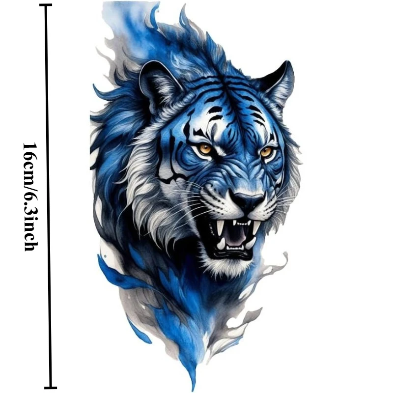 Blue Ink Roaring Tiger Vinyl Sticker Waterproof for Car RV Trunk Window Laptop Wall Decor