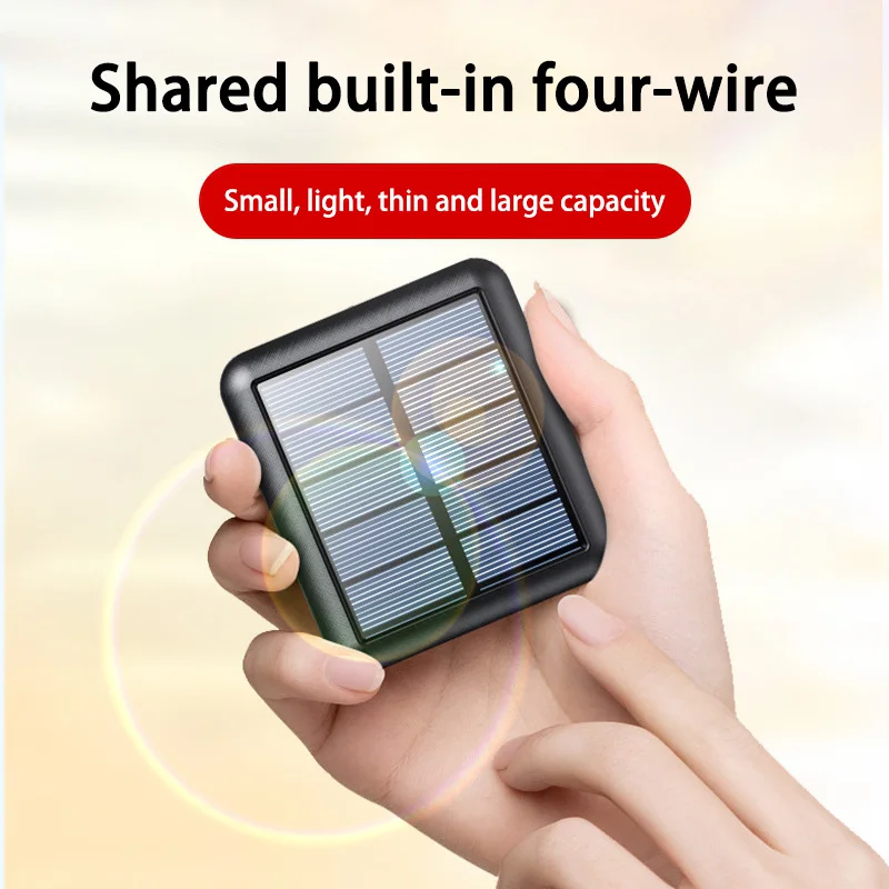 بنك الطاقة الشمسية 50000mah بنيت 4 كابلات محمول شحن سريع شاحن سعة كبيرة Powerbank آيفون سامسونج هواوي