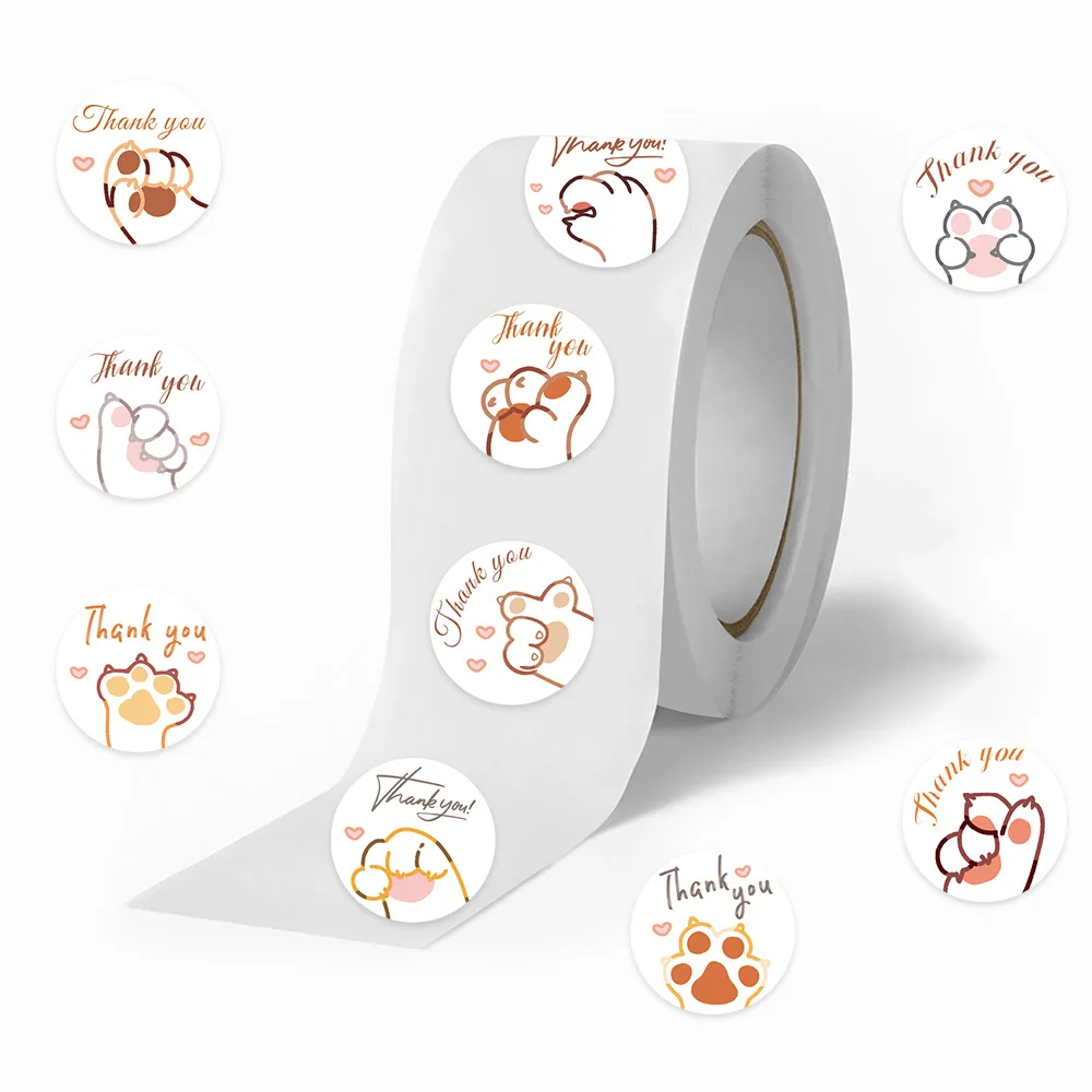 

500PCS Cartoon Cute Cat Claw Roll Stickers DIY Guitar Phone Laptop Suitcase Water Cup Skateboard Planner Supplies Stickers