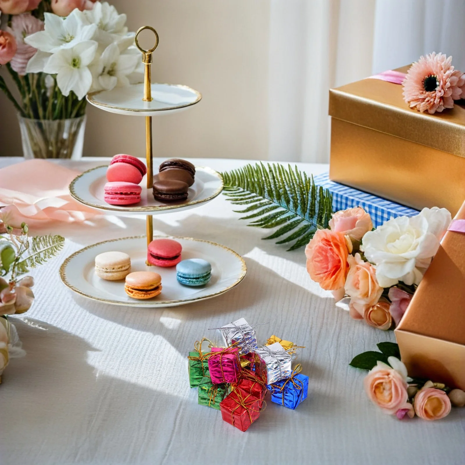 

36Pcs Christmas Mini Gift Boxes Foil Wrapped Tiny Present Ornaments Hanging Decorations Christmas Tree Decor Tiny Gift Box