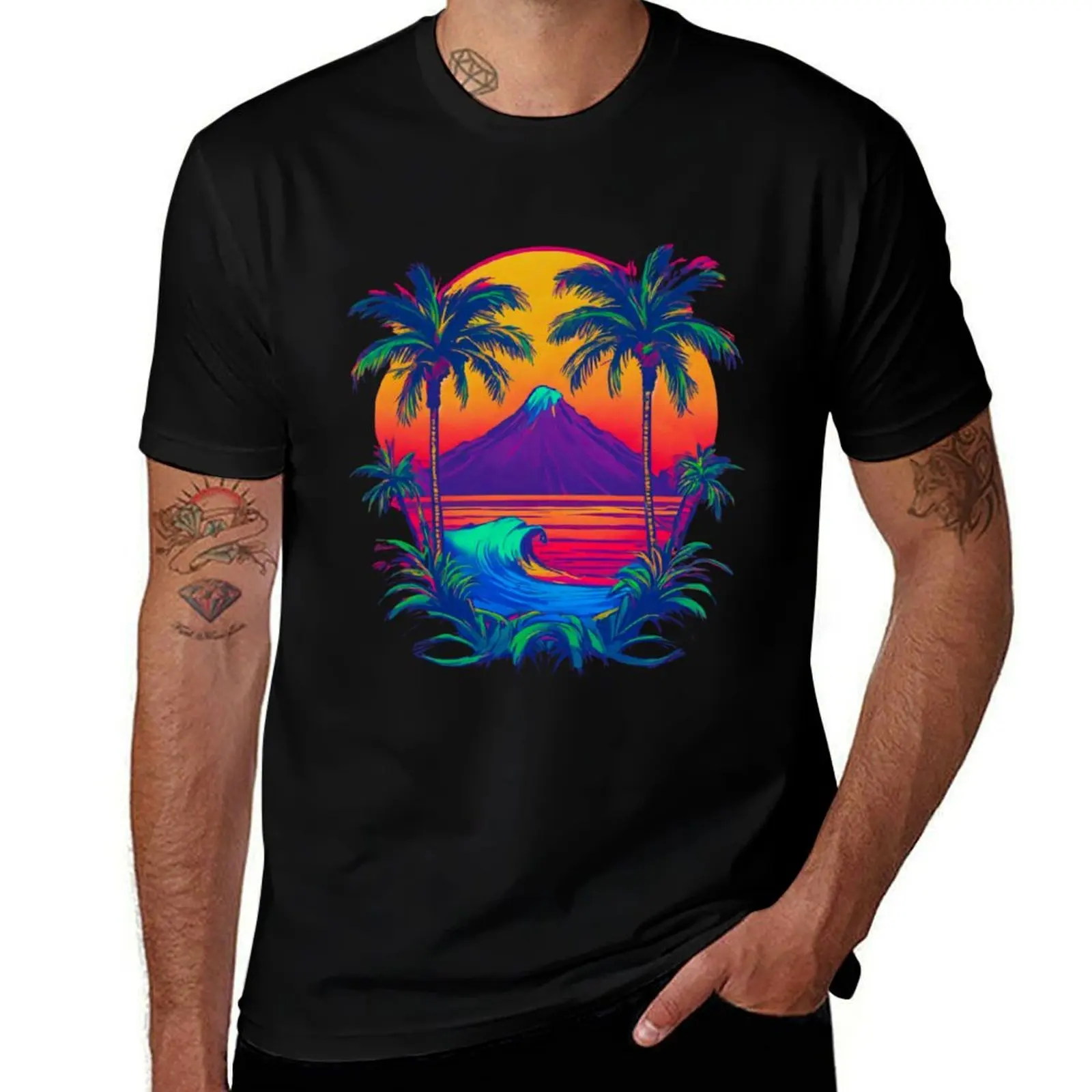 Feuilles de palmier Tropical Tranquility, tropicales, été, feuilles tropicales, T-Shirt grande taille, T-Shirt décontracté basique