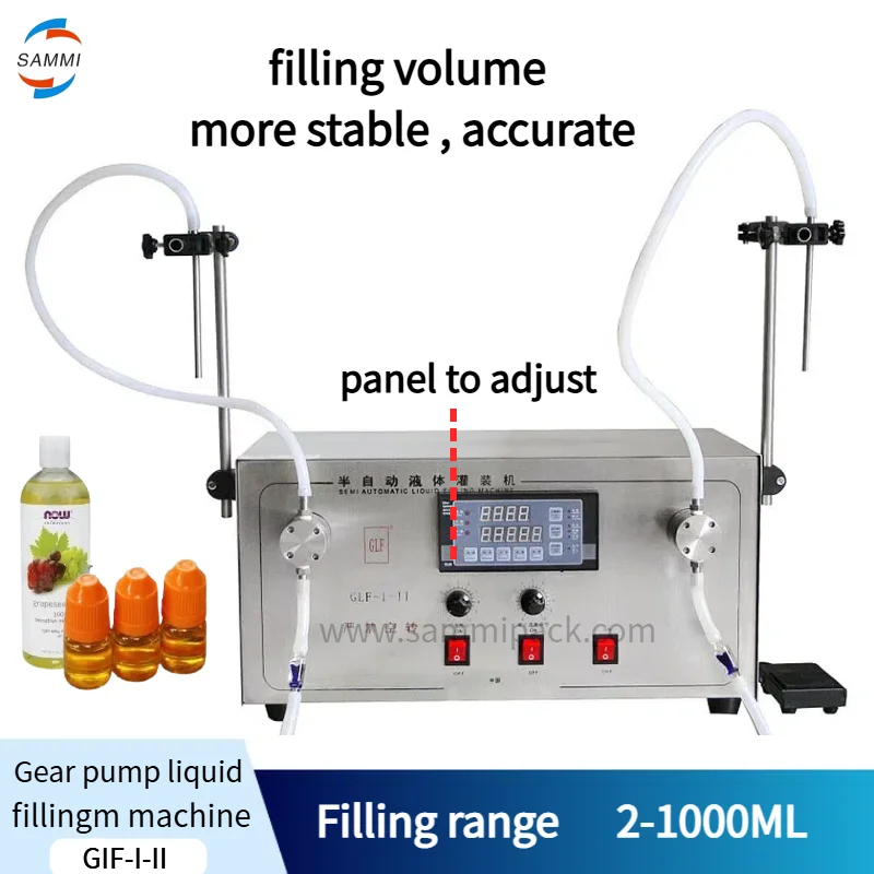 

GLF-I-II Double Headed Magnetic Pump Liquid Filling Machine Gear Pump Water Oil Juice Liquid Bottling Machine Easy To Operate