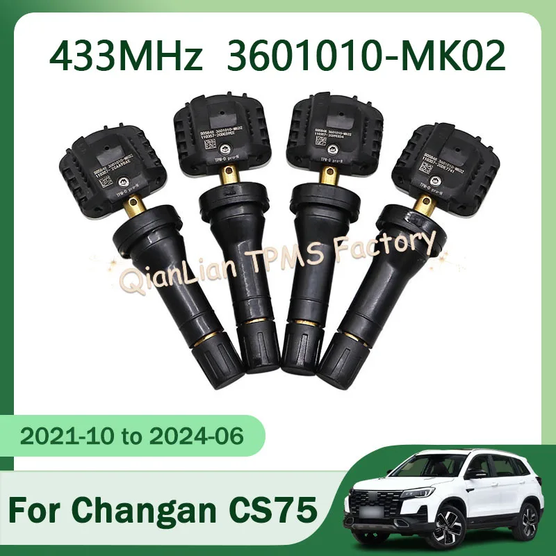 

1/4pcs TPMS Tire Pressure Monitoring System Sensor 3601010-MK02 For CHANGAN CS55 PLUS CS75 Deepal S7 Oshan X5 Oshan Z6 433Mhz