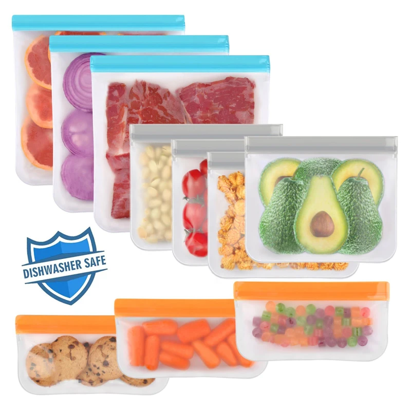 Reusable Zip Lock Bag Food Grade Transparent Storage Bag With Zipper Sealing Plastic Container Travel Freezer Camping Kitchen