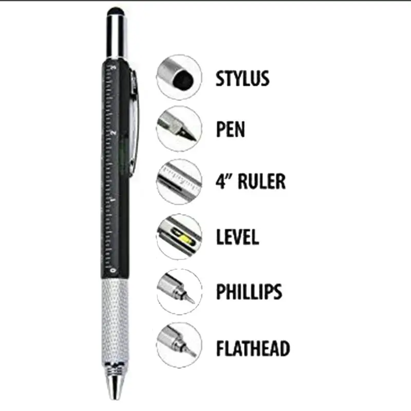 6 In 1 Capacitive Pen Touch Screen Stylus Multifunction Ballpoint Pen Ruler Screwdriver Screen Touch Stylus for Ipad Tablet Pc