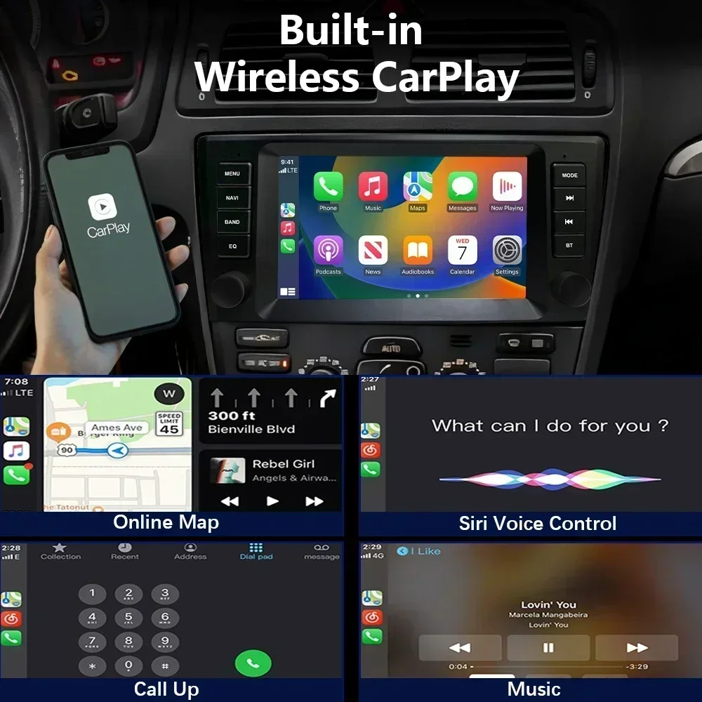 CHSTEK Autoradio Per Volvo S60 S40 V40 V70 XC70 XC90 2000-2004 Navigazione Bluetooth Senza Fili Carplay Android Auto WIFI 4G Stereo