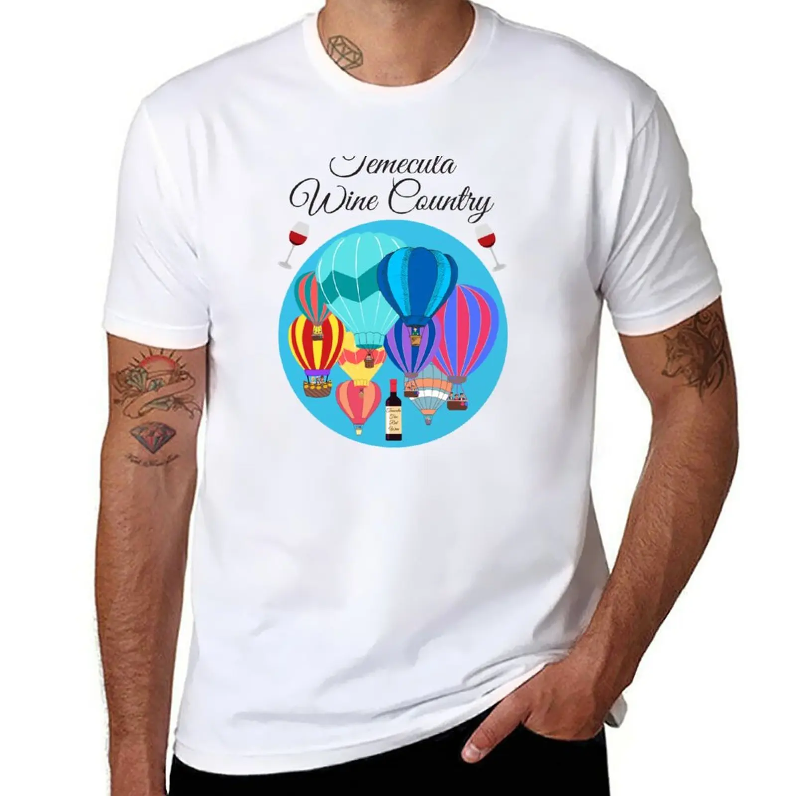 New Temecula Wine country glasses and hot air balloons T-Shirt plus size t shirts anime clothes mens t shirts