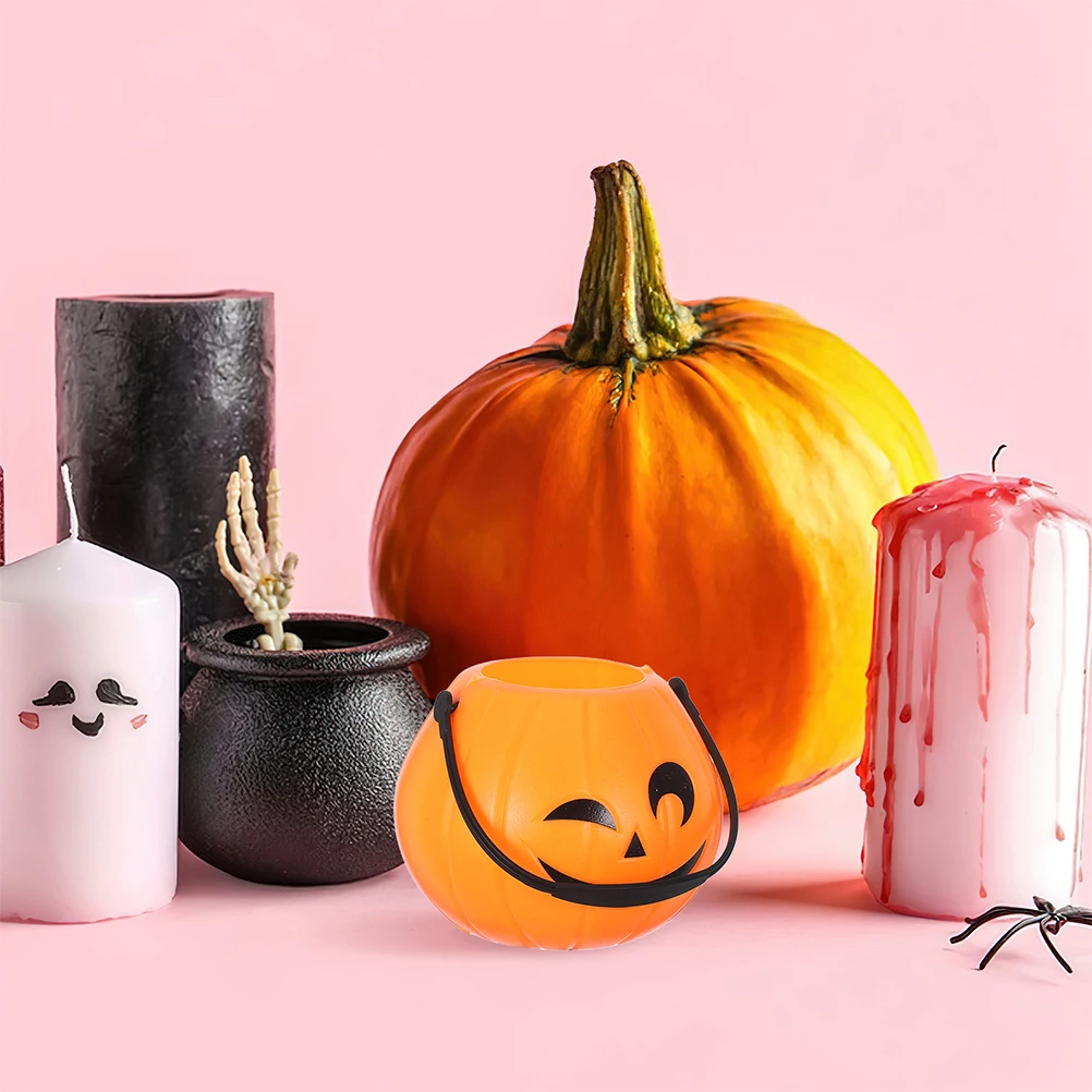 

6 Pcs Portable Pumpkin Bucket Candy Halloween Mini Pails Buckets Treat Storage Plastic