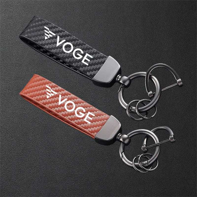 

For Loncin Voge 525 DSX DS525X DS525 300AC 300R 300RR Accessories Carbon Fiber Textured Leather Keychain Motorcycle Keyring