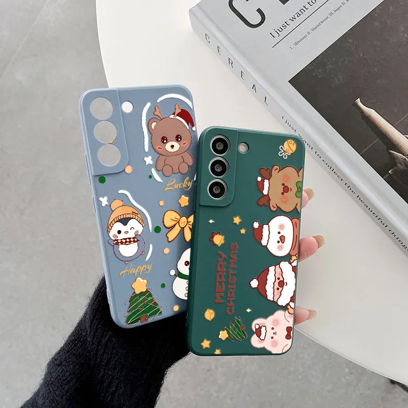 الكرتون ثلج الأيائل شجرة عيد الميلاد قضية الهاتف لسامسونج غالاكسي S25 S24 الترا S23 S22 زائد S21 S20 FE S25Ultra S25FE