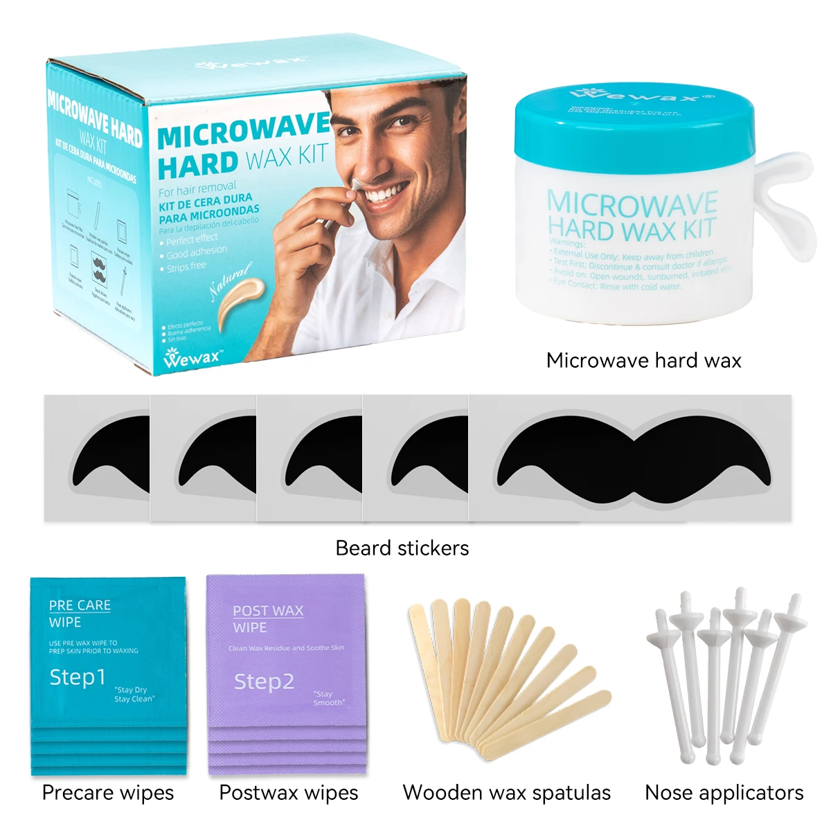 Men Accessories Combo Set - Ensemble de cire dépilatoire pour hommes,