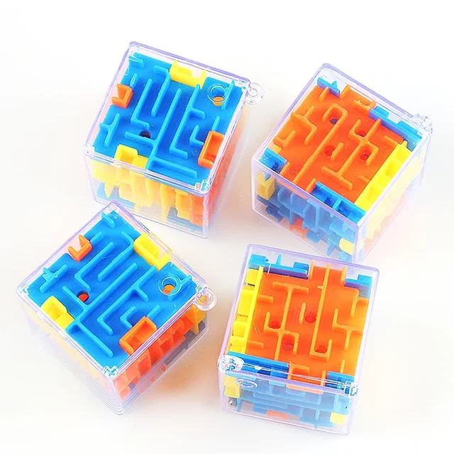 Mini 3D Labirynt Magiczna Kostka Sześciostronna Przezroczysta Układanka Kostka Szybkościowa Kostki z Kulką Labirynt Zabawki Antystresowe