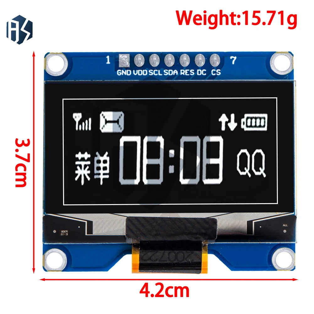 1.54 polegadas 7PIN Branco Azul Módulo de Tela OLED SSD1309 Drive IC Compatível para SSD1306 Interface SPI 128*64