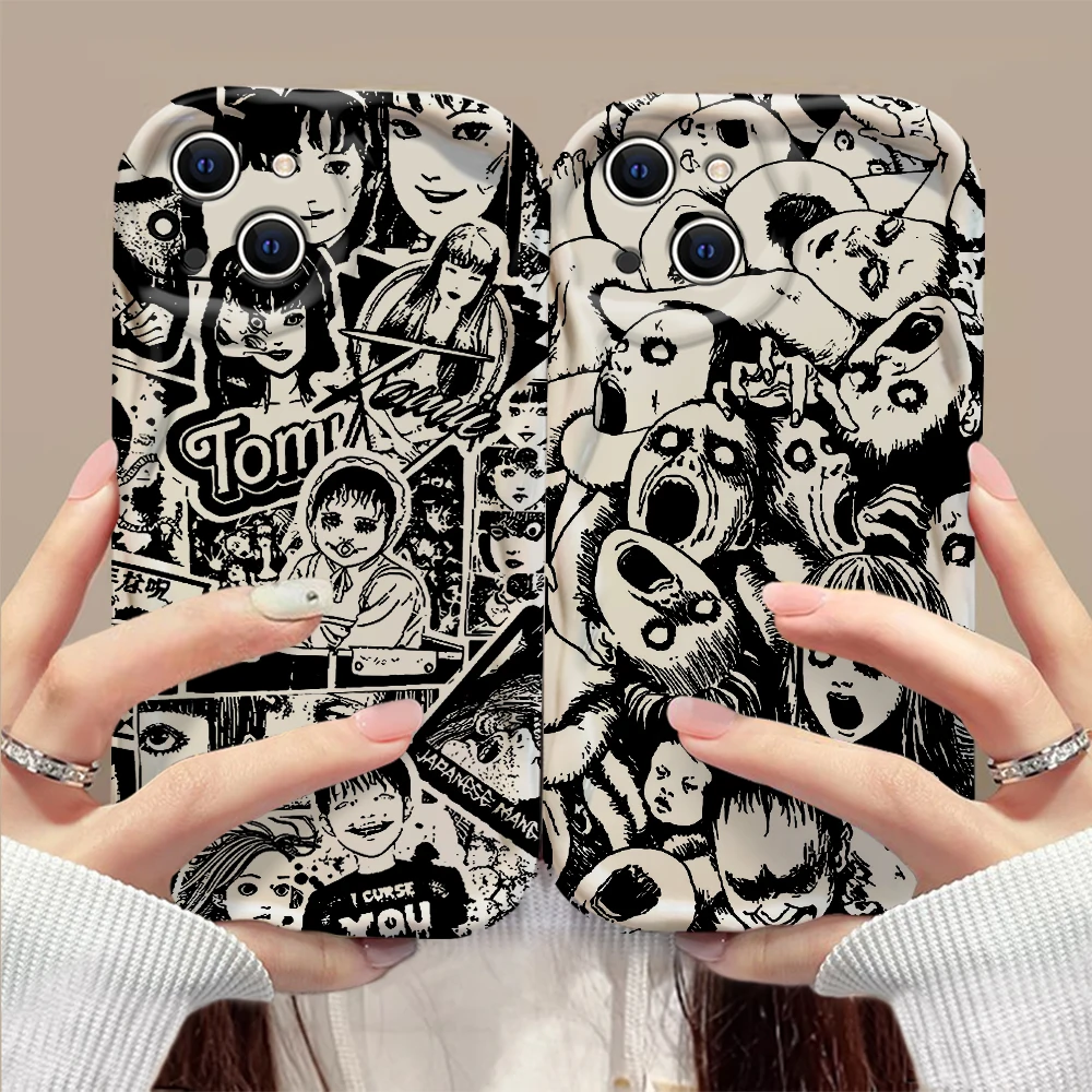 Junji Ito horror Hot comics Tomie Case For iPhone 15 14 13 12 11 Pro Max Mini X XR XSMAX 8 7 6S Plus 3D Wave Soft Silicone Cover