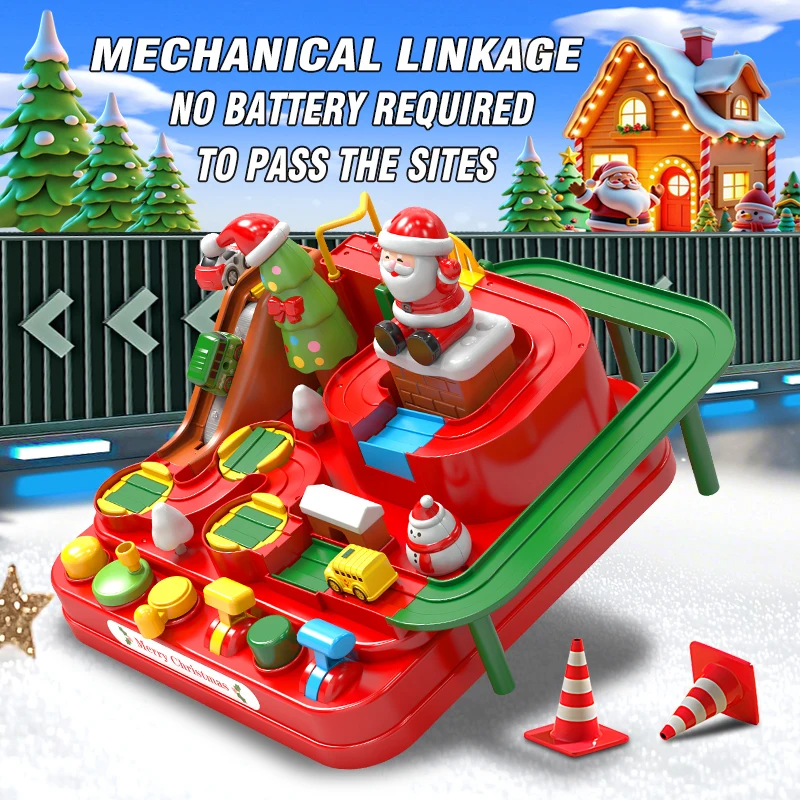 Kinderen Kerst Avontuur Racebaan Speelgoed Racing Rail Car Model Game Brain Mechanische Trein Kinderen Educatief Interactief Speelgoed