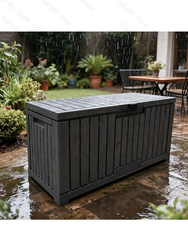 Outdoor dustproof storage box, courtyard garden camping finishing storage tools, poolside waterproof deck storage box