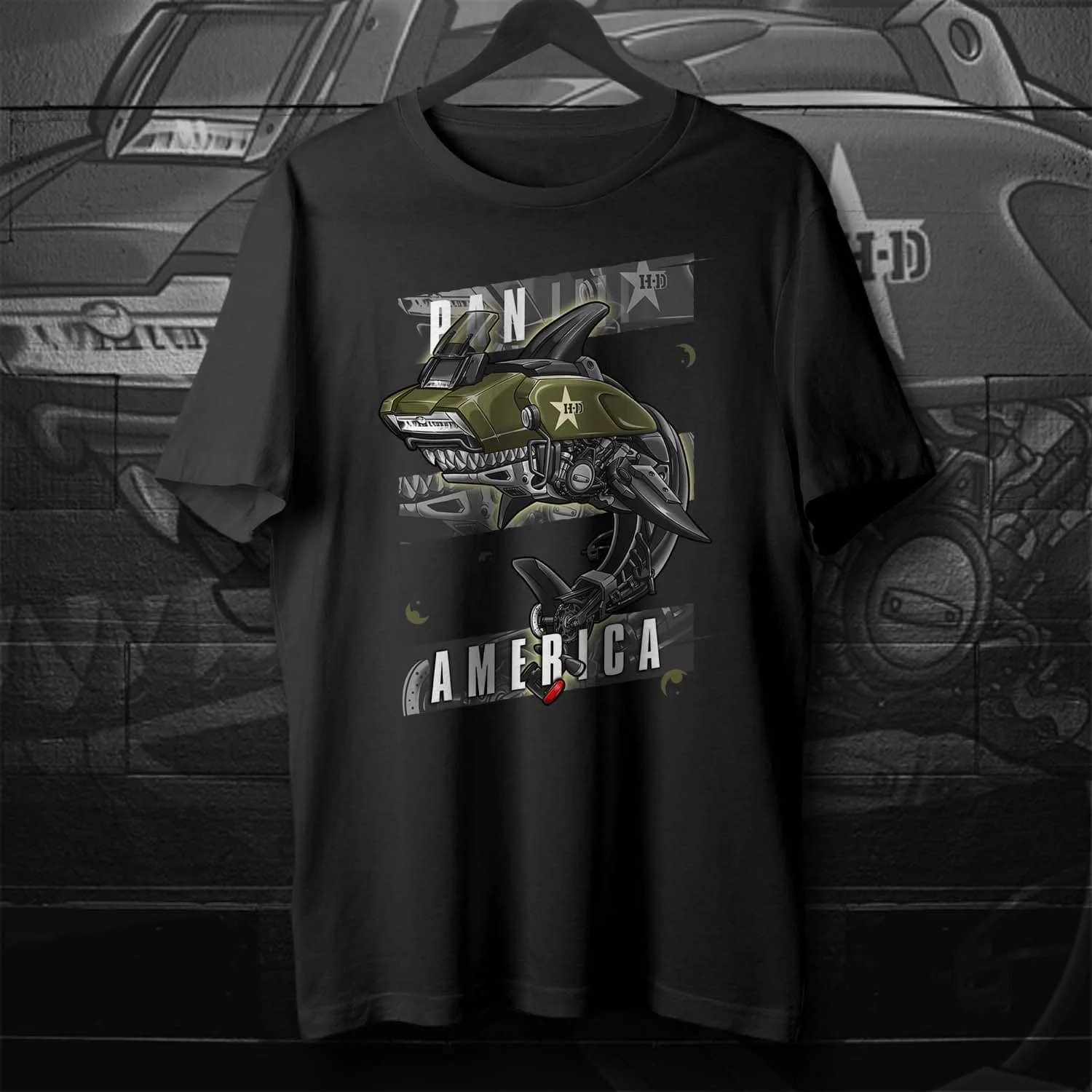 Classic USA Motorcycle Pan America Shark Inspiration T-Shirt New 100% Cotton O-Neck Short Sleeve Casual Mens T-shirt Size S-3XL