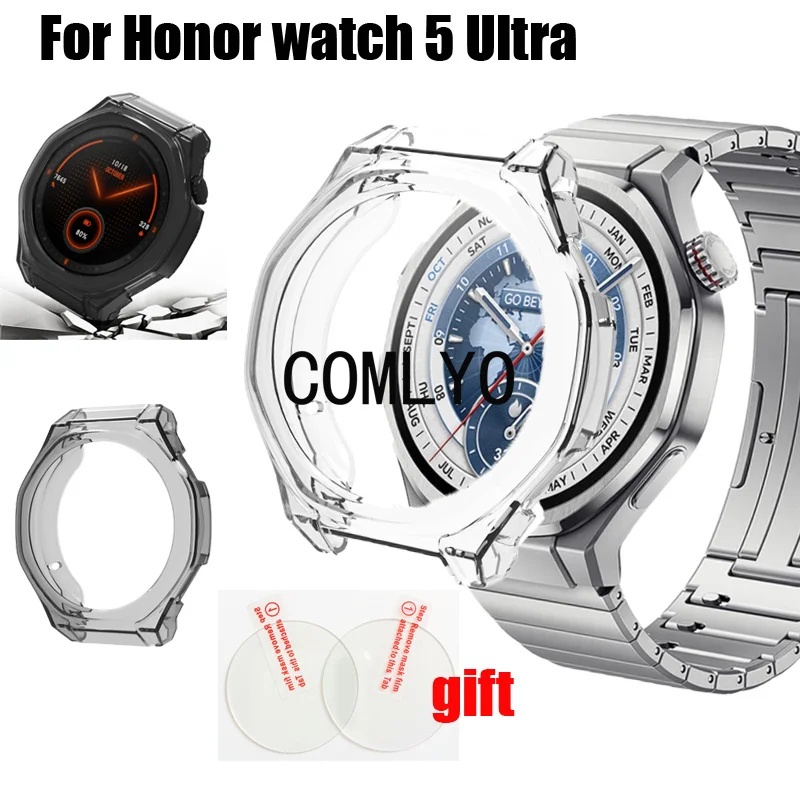 

Чехол для часов Honor Watch 5 Ultra, умные часы, мягкий защитный бампер, чехол из ТПУ, защитная пленка для стекла
