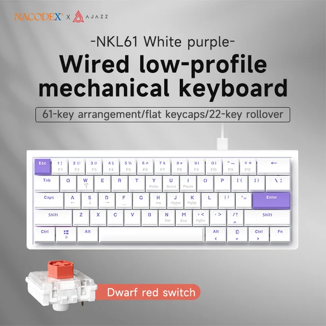 Ajazz NKL61 Low Profile Keyboard 61-Key Slim Body Wired Mechanical
