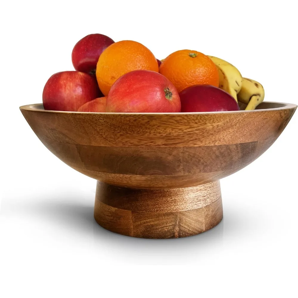 

12 Inch Brown Pedestal Bowl - Versatile Fruit, Candy & Decor Holder for Kitchen, Dining Table & Home