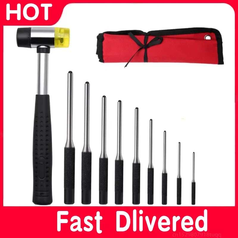 

Roll Pin Punch Set With Storage Pouch Smithing Punch Removing Repair Tools With Bench Block Pin Punches And Hammer