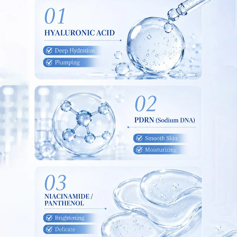 PDRN Hyaluronic Acid Polypeptide Face Serum Moisturizing Firming Repairing Concentrated Essence Nourishing Revitalizing Skincare