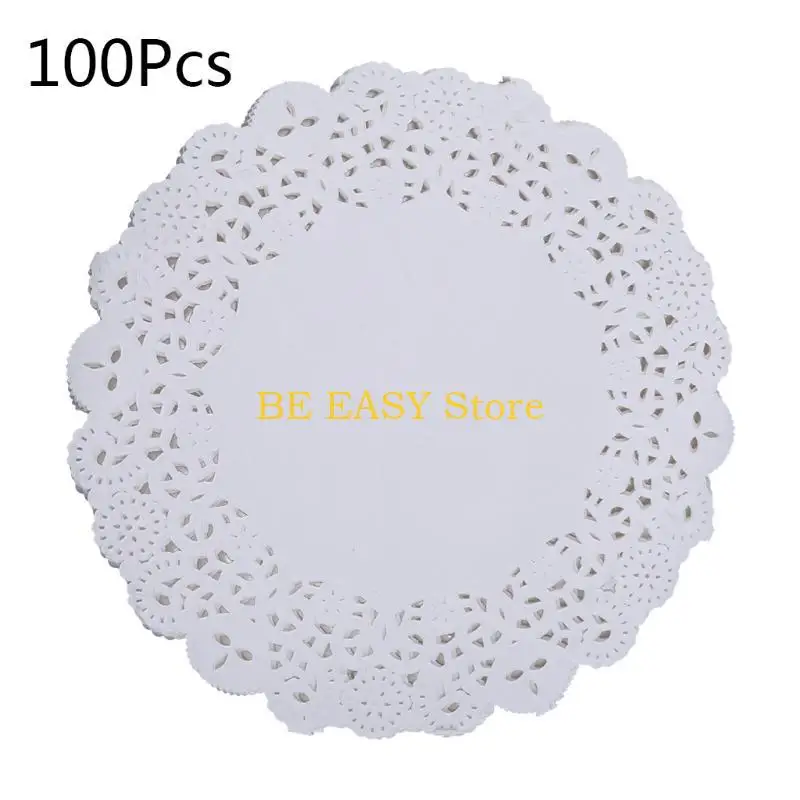 

E28f 100ps круглые кружевные бумажные коврики подставки для свадебных мероприятий.
