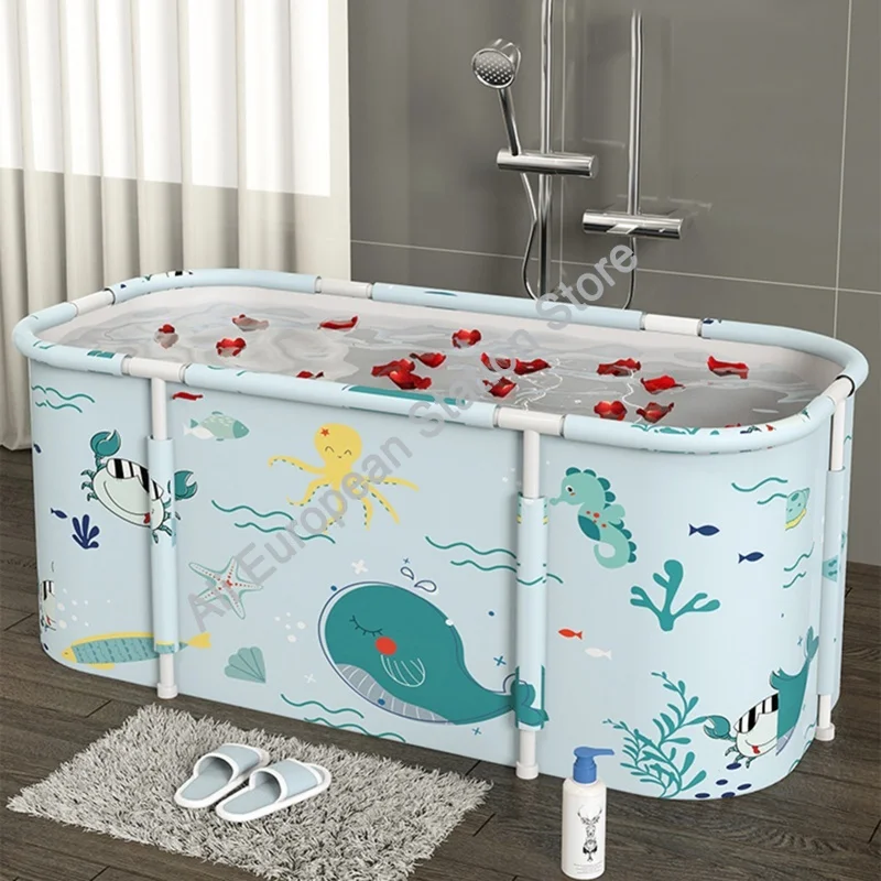حوض استحمام قابل للطي، حوض استحمام محمول للكبار والأطفال، سعة كبيرة، حوض استحمام خفيف الوزن للمنزل والسفر والتخييم وتخزين الحمام
