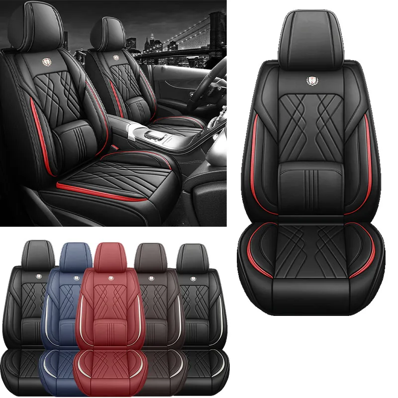 1pc 5d Full Cover Premium Leather Car Seat Covers for Front Seats -