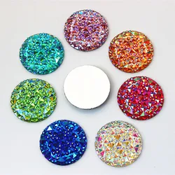Cong Shao 30pcs 30mm AB Round Shape Resin Rhinestones Applique Stones And Crystal Gems Flatback For Costume Button Crafts CS521